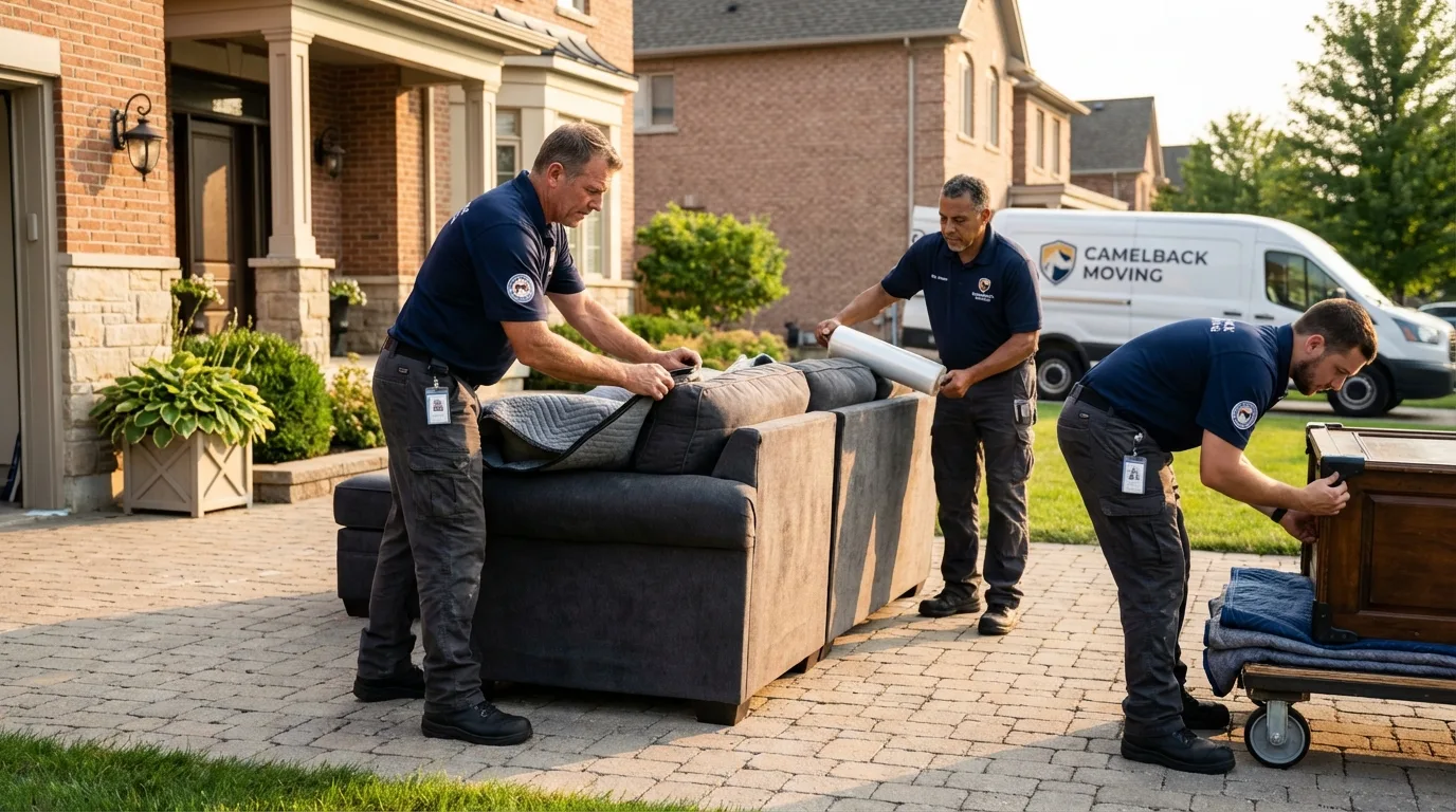 Large estate moving crew wrapping furniture in Sherburn, MN
