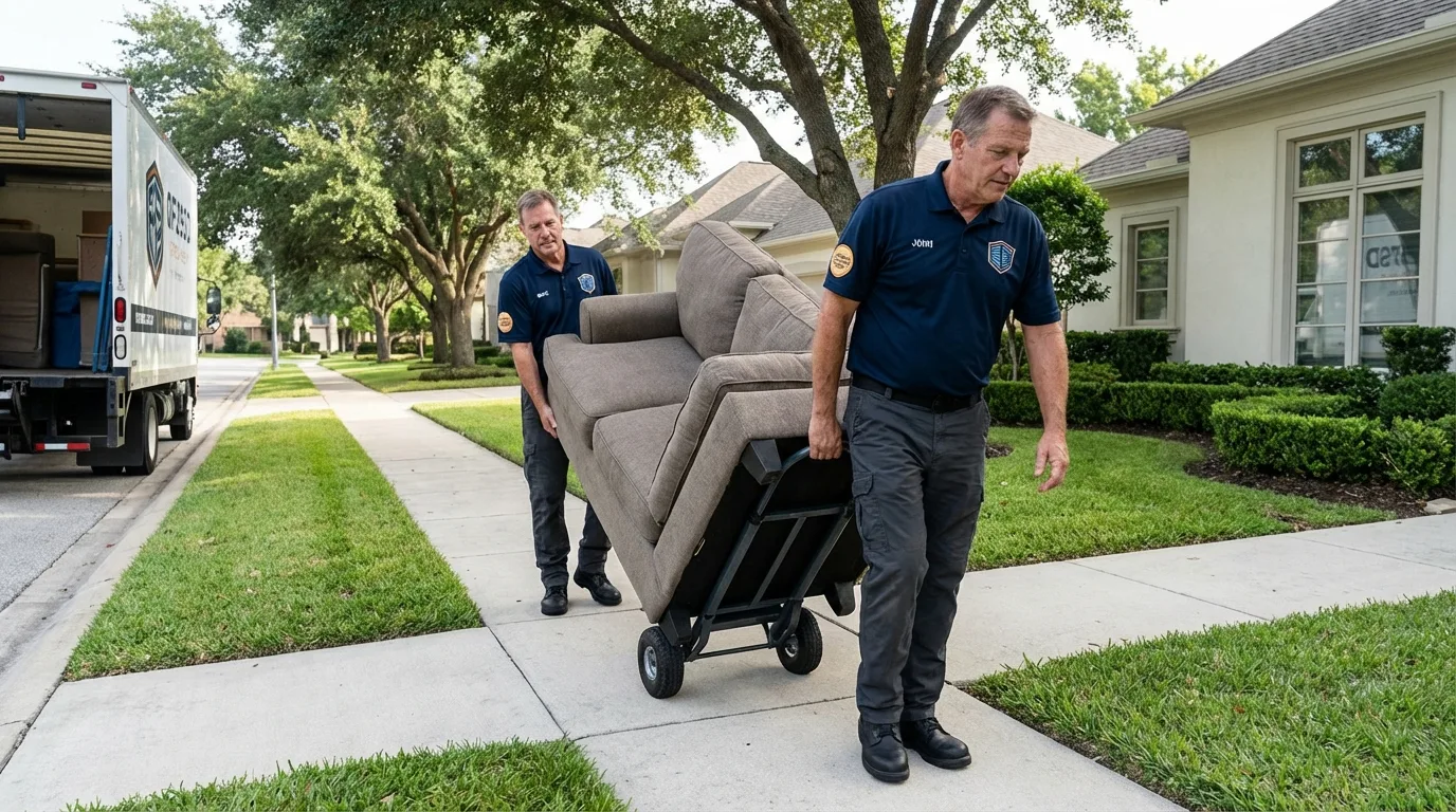 Local residential moving crew loading furniture in Sherburn, MN